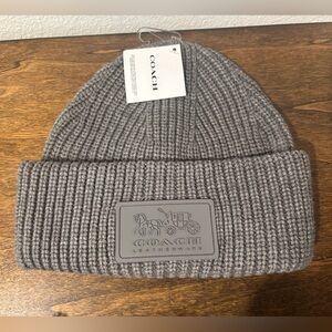 Coach Gray Ribbed Knit Beanie